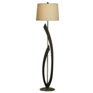 Nova Lighting 62 in 3 Way Switch Chestnut Wood and Brushed Nickel Indoor Floor Lamp with Fabric Shade