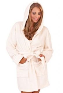 Womens Luxury Soft Snuggle Hooded Short Bath Robe Lora Dora