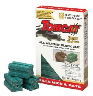 Tomcat 100 31239 9 8 Count All Weather Rat Killer Ultra Block Bait 8 ounce (1 pack) (Discontinued by Manufacturer)  Home Pest Lures  Patio, Lawn & Garden