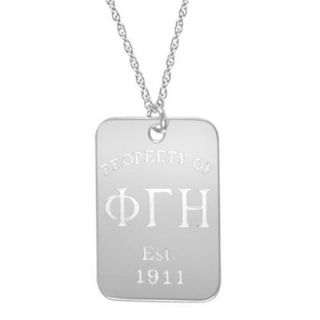 Greek Dog Tag Pendant in Sterling Silver (2 3 Letters and Year