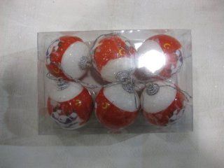 White Ball Ornament With Red Background Winter Scene Wrapped Around The Middle And The Top Covered With Sparkly White Snow (6 Pack). This Ornament Is An Ideal Addition To Your Family's Christmas Tree Because It Has Numerous Coordinating Styles, Shapes,