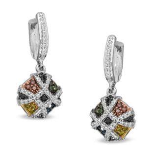CT. T.W. Enhanced Multi Color Diamond Drop Earrings in Sterling