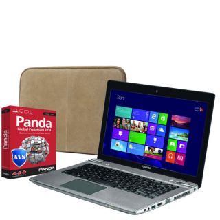 Toshiba Satellite Touchscreen Ultrabook Laptop P845T 108 (i3, 4Gb, 500Gb, 14 inch HD LED Touch) with Panda 2014 Global Protection and dBramane1928 Leather Case in Beige & Brown      Computing