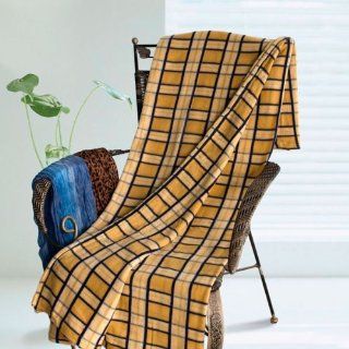 [Yellow/Blue Plaids] Soft Coral Fleece Throw Blanket (59 by 71 inches)   Plaid Fleece Bedding