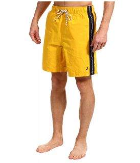Nautica Anchor Solid Side Stripe Swim Short Mens Swimwear (Yellow)