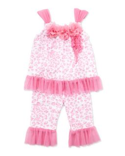 Petal Print Swing Top & Ruffle Pants, Pink, 12 24 Months   Cach Cach