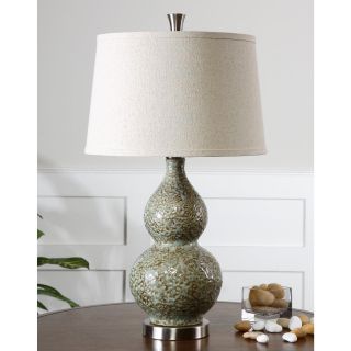 Hatton Pale Green And Ivory Dimpled Ceramic Table Lamp