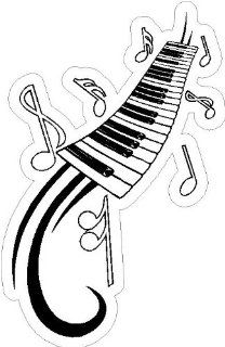 4" wide Music Keyboard Tattoo. Printed vinyl decal sticker for any smooth surface such as windows bumpers laptops or any smooth surface. 