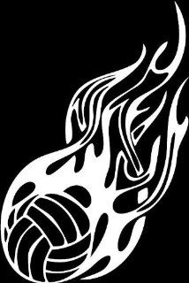 10" WHITE Tribal flaming volleyball. Vinyl die cut bumper sticker decal for any smooth surface such as windows bumpers laptops or any smooth surface.   Wall Decor Stickers  