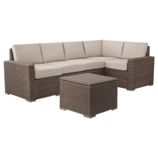 Outdoor Patio Furniture Set Threshold 6 Piece Tan Wicker Sectional,