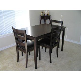 Coaster 5pc Dining Table, Chairs & Bench Set Cappuccino Finish Home & Kitchen