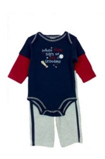 When Mom says no ask Grandma" Long Sleeve Snap Shirt with Pants Baby Set (9 months) Infant And Toddler Clothing Sets Clothing