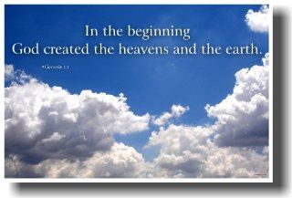 In the Beginning God Created the Heavens and the Earth   Genesis 11   Inspirational Poster  Prints  