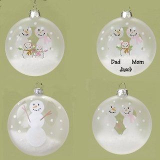 Club Pack of 48 Snowman Glass Christmas Ornaments to Personalize   Christmas Ball Ornaments