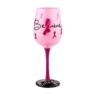 Top Shelf Fight Like a Girl Believe Cure, Strength, Grace, Courage, Hope Wine Glass Breast Cancer Wine Glass Kitchen & Dining