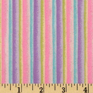 44'' Wide Make Believe Glitter Stripes Pink /Blue/Purple Fabric By The Yard