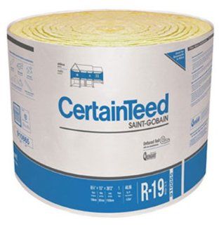 Certainteed 990665 R19 Unfaced Fiberglass Insulation Roll, 48.96 Sq. Ft. Coverage, 6 1/4 x 15 Inch x 39 Ft.   Quantity 9    