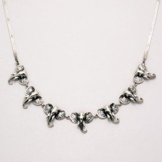 Sterling Silver Elephant Head Necklace Jewelry