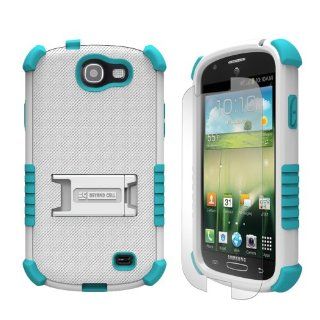 Beyond Cell Beyond Cell Tri Shield Durable Hybrid Hard Shell and TPU Gel Case for Samsung Galaxy Express i437   Retail Packaging   White/Light Blue Cell Phones & Accessories