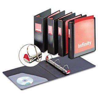 Cardinal Brands, Inc Products   Locking Slant D Ring Binders, 11"x8 1/2", 1"Capacity, Black   Sold as 1 EA   Infinity ClearVue Binder features locking slant D rings with GelTab triggers to secure binder contents and label holder on spine. Ar
