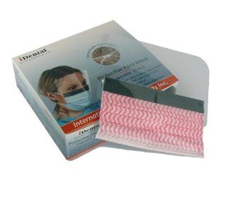 Dental Products and Supplies   Protective Face Mask with Anti Fog Shield, Nose Foam Cushion and Safety Buckle in Red Waves Style, High Transparency, Non Woven 3 Ply, 99%+BFE, High Filtration, Low Resistance, Comes in 25 Pieces per Order Health & Perso