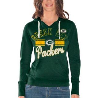 Green Bay Packers Ladies Rivalry Long Sleeve Hooded V Neck T Shirt   Green