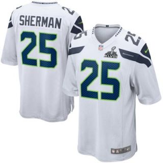 Nike Richard Sherman Seattle Seahawks Super Bowl XLVIII Game Jersey   White
