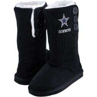 Dallas Cowboys Ladies Knit High End Button Boot Slippers   Navy Blue