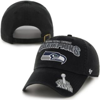47 Brand Seattle Seahawks 2013 NFC Champions Trophy Cleanup Adjustable Hat   Black