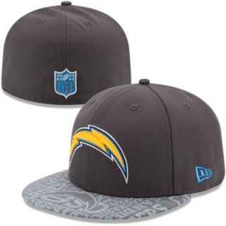 Mens New Era Graphite San Diego Chargers 2014 NFL Draft 59FIFTY Fitted Hat