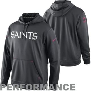 Nike New Orleans Saints Breast Cancer Awareness Performance Pullover Hoodie   Charcoal