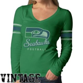 47 Brand Seattle Seahawks Ladies Homerun Long Sleeve V Neck T Shirt   Green