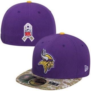 New Era Minnesota Vikings Salute To Service On Field 59FIFTY Fitted Performance Hat   Purple/Digital Camo