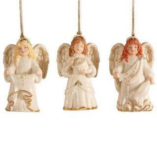 Lenox China Heavenly Angel Ornament Set Gift Box of 3 Different Angels   Decorative Hanging Ornaments