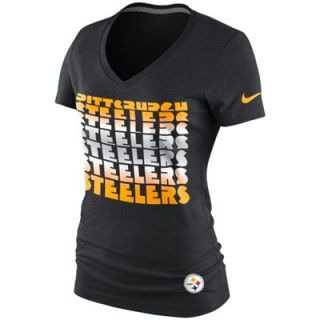 Nike Pittsburgh Steelers Ladies Blockbuster V Neck T Shirt   Black