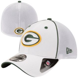 New Era Green Bay Packers NFL Neo 39Thirty Flex Hat   White
