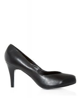 Wide Fit Black Leather Court Shoes