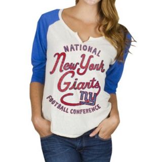 Junk Food New York Giants Ladies Rookie Raglan Tri Blend T Shirt   White/Royal Blue