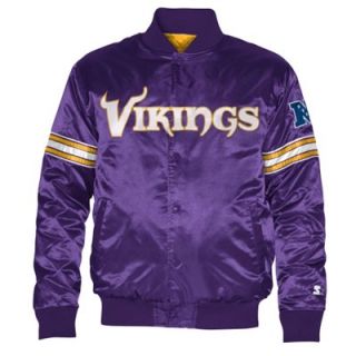 Starter Minnesota Vikings Satin Varsity Midweight Button Up Jacket   Purple