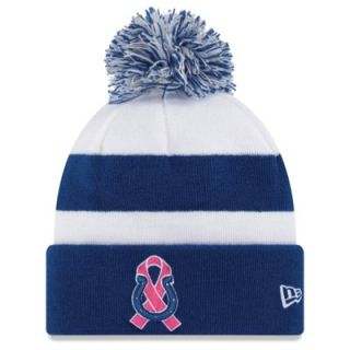 New Era Indianapolis Colts Breast Cancer Awareness On Field Sport Knit Beanie   Royal Blue/White