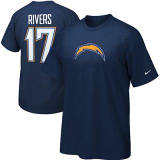 Nike Philip Rivers San Diego Chargers #17 Name & Number T Shirt   Navy Blue