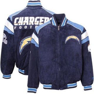 San Diego Chargers Navy Blue Split Varsity Suede Full Zip Jacket