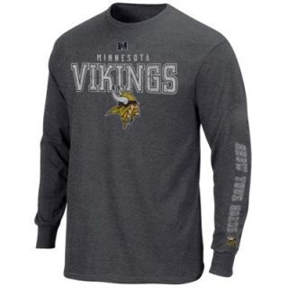 Minnesota Vikings Majestic Grid Iron Tough VI Long Sleeve T Shirt   Gray