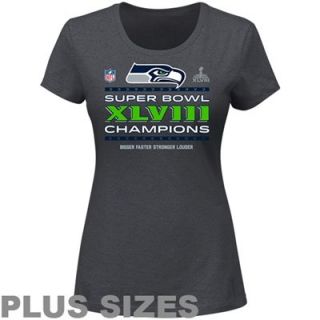 Seattle Seahawks Super Bowl XLVIII Champions Ladies Trophy Collection Locker Room Plus Size T Shirt   Charcoal