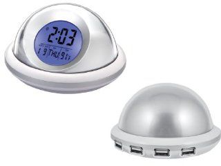UFO 4 Port 2.0 USB Hub Alarm Clock with Date & Temperature Computers & Accessories