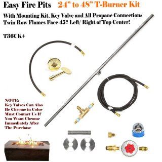 Complete Dexlue Do It Yourself DIY Low Profile 36" T Burner Propane Fire Pit/ Fire Table Kits; (Complete From LP Tank Connector to Key Valve Operation to Burner)  