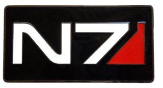 Mass Effect N7 Enameled Black Buckle Sports & Outdoors
