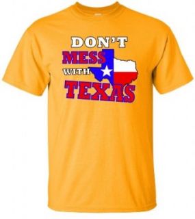 Adult Gold Don't Mess With Texas T Shirt   S Clothing