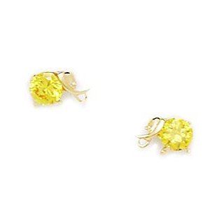 14k Yellow Gold November Birthstone Yellow4x4mm CZ Elephant Screwback Earrings   Measures 5x8mm Stud Earrings Jewelry