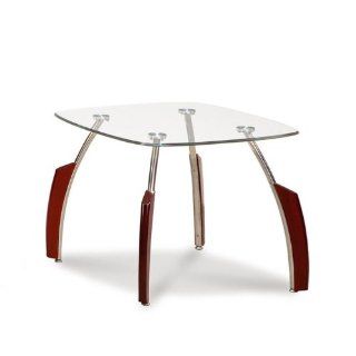 Global Furniture USA T138 Clear/Silver Occasional End Table with Mahogany Legs   End Table Sets